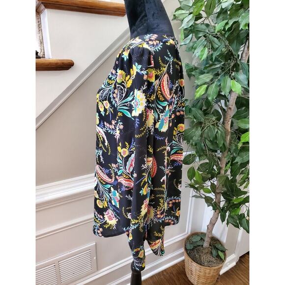 Loft Women's Black Floral 100% Polyester Round Neck Long Sleeve Blouse Size M - Picture 6 of 10